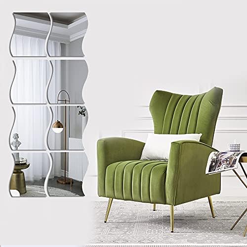 Wavy Mirror Wall Stickers, Full Length 3D Mirror Art for Walls DIY Home Decorative Acrylic Mirror Wall Sheet Plastic Mirror Tiles for Home Living Room Bedroom Sofa TV Setting Wall Decoration Decor