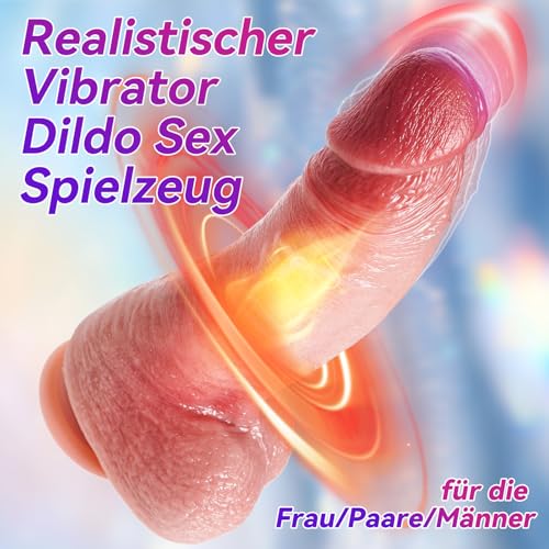 21CM 5CM Durchmesser Dicker Realistische Dildos, XXL Vibrator Dildo mit 7Stoßend, 10Vibrierend und Wärmend Sex Spielzeug für die Frau Männer, Flüssigsilikon Analdildo Vibratoren mit Starkem Saugnapf