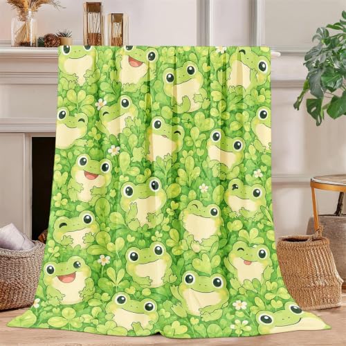 Frog Blanket Frog Fleece Throw Blanket Super Soft Fuzzy Plush Cozy Warm Frogs Decor Stuffed Bedding Blankets Gift for Boys Girls Men Women Kids & Adult 60"X50"