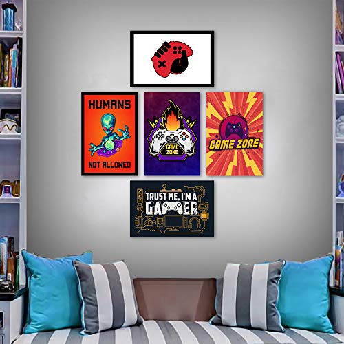 Kit 5 Placas Decorativas Quadros MDF Nerd Geek Jogos PC Vídeo Games Gamer Quarto Gaming Room Avisos