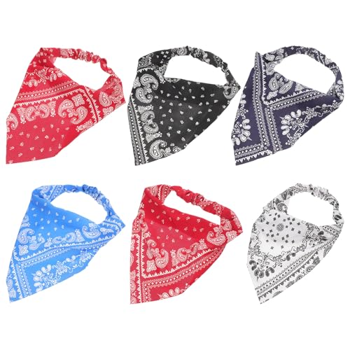 Abaodam Pañuelos Elásticos para Mujer 6 Unidades Triangulares para Cabello en Tonos Surtidos Ideales para Mascaradas y Eventos