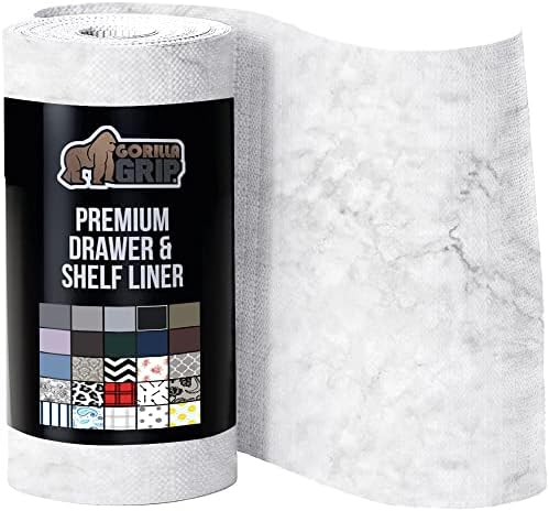 Gorilla Grip Slip Resistant Drawer and Shelf Liner, Non Adhesive Water Resistant, Easy Clean and Trim, Smooth Surface Liners for Kitchen Cabinet, Shelves, Drawers, Pantry, 17.5 in x 20 FT, Marble