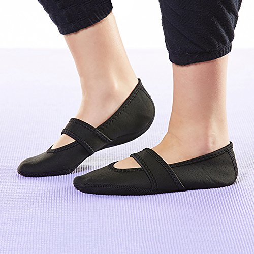 Nufoot Betsy Lou Fuzzies Women's Shoes, Best Foldable & Flexible Flats, Slipper Socks, Travel Slippers & Exercise Shoes, Dance Shoes, Yoga Socks, House Shoes, Indoor Slippers, Black, X Large #TOP3