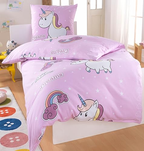 DreamHome Fein-Biber Bettwäsche 135x200 Mädchen, extra Flauschige...