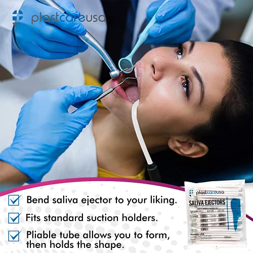 100 Dental Disposable Saliva Ejectors, White Body White Tip, Evacuation Suction Tips #TOP5