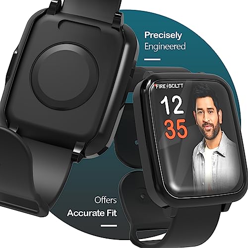 Image of Sounce Watch Case Compatible for Fire-Boltt Ninja 3 Tempered Glass Screen Protector,HD Clear Touch Sensitive Ultra Thin PET Protective Cover - Black