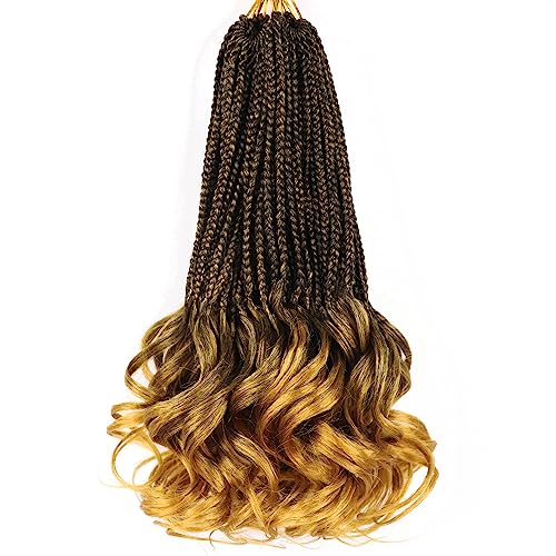 Crochet Hair 10 Inch French Curl Braiding Hair Goddess Box Braids Crochet Hair Braiding Hair Short French Curl Crochet Braids with Curly Ends Curly Crochet Hair Extensions（7 Packs,T27#）