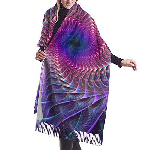 Women Ladies Girls Soft New Purple Tie Dye Psychedelic Trippy Art Cashmere Scarf Blanket Large Soft Pashmina With Tassel Elegant Dress Shawl Wrap For Wedding Party Daily Wear