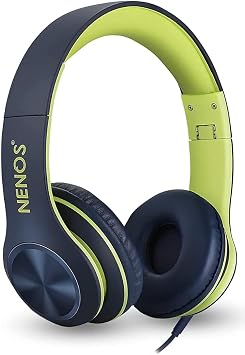 NENOS Kids Headphones Volume Limited Over Ear Headphones for Kids Foldable Headphones for Children Boys Girls Toddler Ideal for Tablet, Smartphone, Laptop Headset for School, Travel Lime