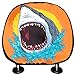 Housses de siège de voiture Appui-tête Grand requin de natation dans la mer Housse d'appui-tête de siège auto Ensemble de 2 Ajustement universel pour les voitures Vans Camions Coussin d'appui-tête Ac