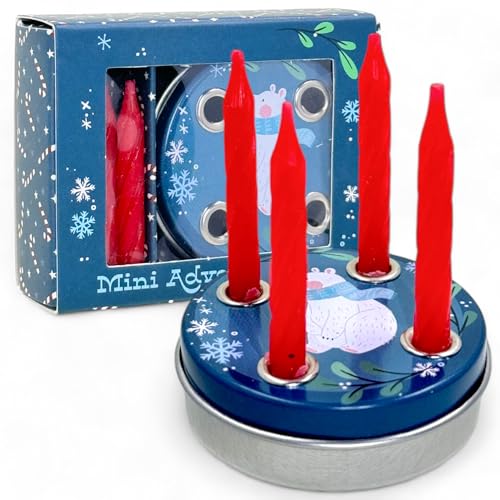 MIJOMA Advent to go: Pocket Adventskranz mit 4 roten Mini-Kerzen,...