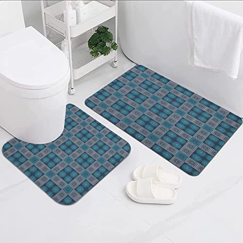 FALOME 2-teilige rutschfeste Badematte,Geometrische altmodische Spitzenart Blumenmotive viktorianische barocke Effekte…