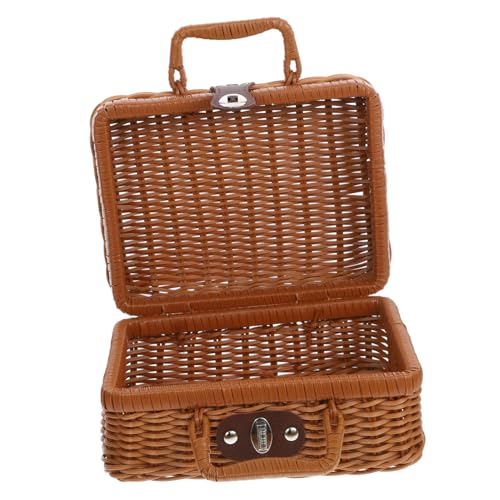 Gatuida Cesta De Almacenamiento Tejida Con Caja De Picnic Retro Para Decoración y Organizador De Artículos Para Bodas y Fotografía