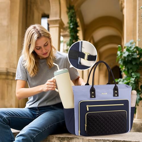 Image of LOVEVOOK Teacher Tote Bag for Women Work, Laptop Bag With Large Cup Holder, Nurse Bags Professional Computer Briefcase, Business Large Purses Handbag, Mother Gift, 15.6 Inch