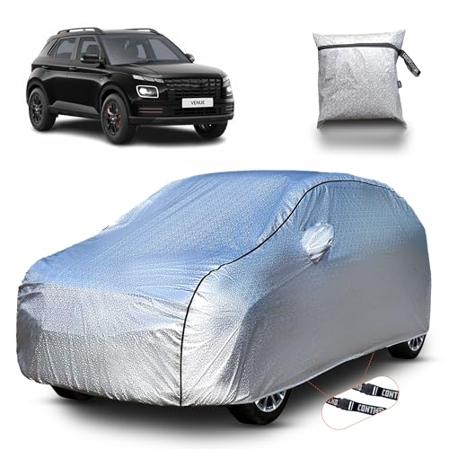 Image of Continental [SilverGuard] Dual Belts Extra Protection Hyundai Venue Car Cover (2023-2025) Build with Triple Stitched,Waterproof & Dustproof Car Cover for Venue (Metallic Silver).