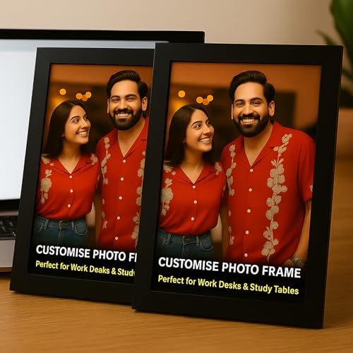 Image of Customised 5x7 Inch Photo Frame Set of 2 with Stand | Personalized Table Top Photo Frame for Home Decor & Gifting,couple,Family,Birthday gift.