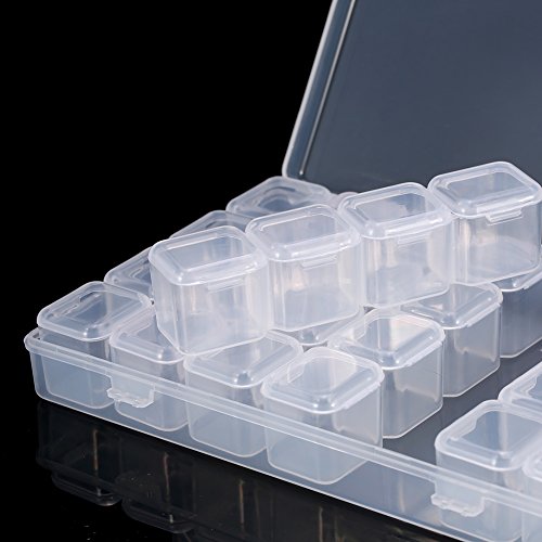 Nail Art Decoration Box-28 Slots Empty Clear Nail Art Decoration Rhinestone Gem Bead Container Storage Box - Afbeelding 6