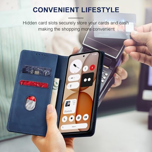 Image of Jasonyu Flip Wallet Case for Nothing Phone 4a 5G,Blue