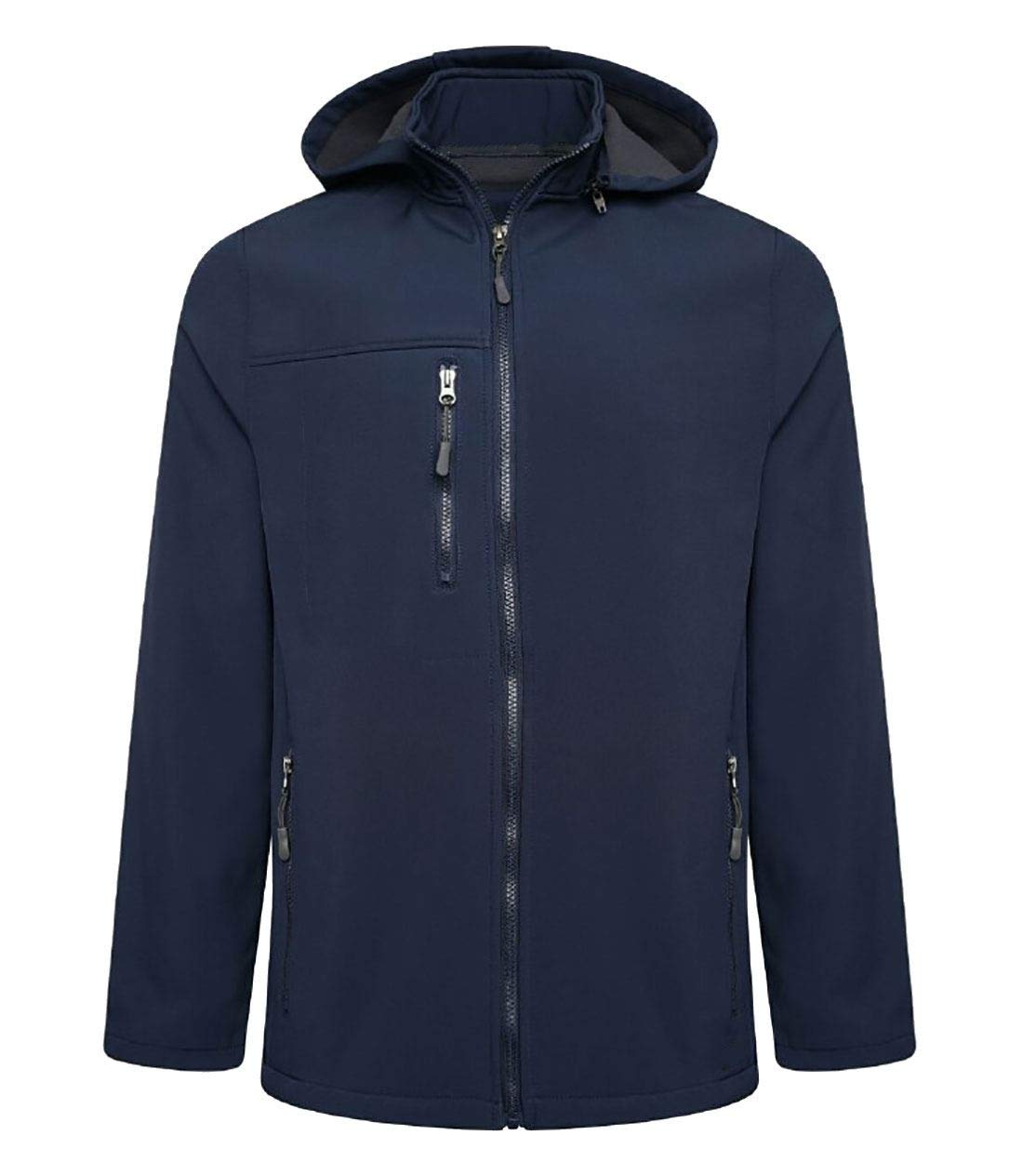 21Fashion Męska kurtka Soft Shell wodoodporna zapinana na zamek błyskawiczny dorośli długi rękaw ciepły płaszcz zimowy mały/5XL, Navy, S