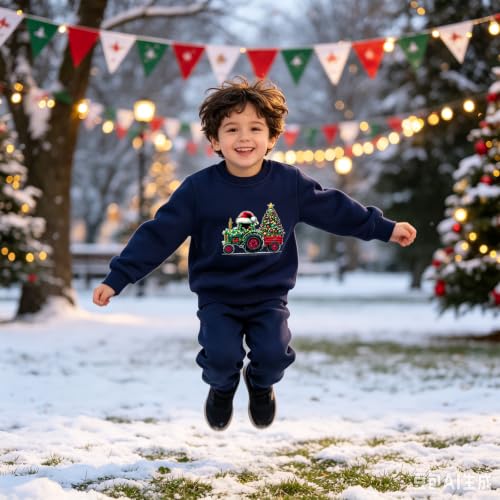 Kids' Tractor and Tree Navy Sweatshirt, alternative view 3