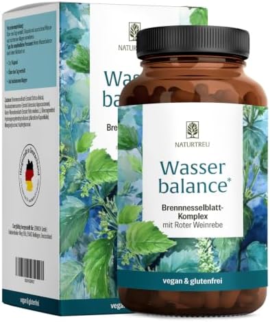 NATURTREU® Brennnessel Kapseln Komplex mit Rosskastanienextrakt | und roter Weinlaub Vegan und ohne chemische starke Entwässerungstabletten - 90 Wassertabletten