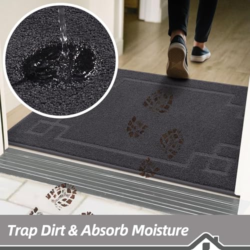 Image of BEQHAUSE Door Mat 32 inch x 48 inch, Non-Slip Door Mats Indoor Washable, Dark Grey
