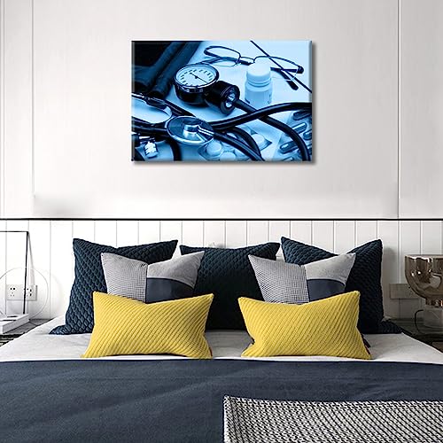 Image of TUMOVO Medical Examination Wall Art Home Decor Posters and Prints Medical Hospital Background Painting Wall Art for Living Room 1 Pieces Black and White Wall Art Framed Ready to Hang (16 inch Wx24 H)