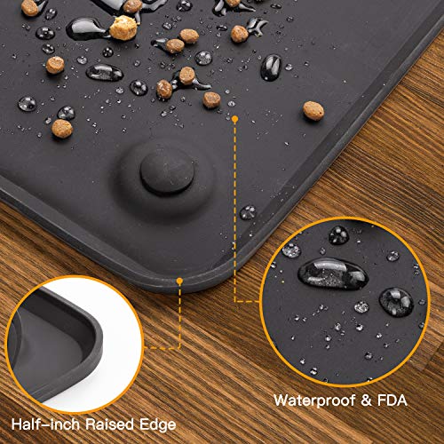 HICTOP Pet Silicone Food Bowl Mat Feeding Tray for Dog Cat with Suction Cup Non Slip Waterproof Washable