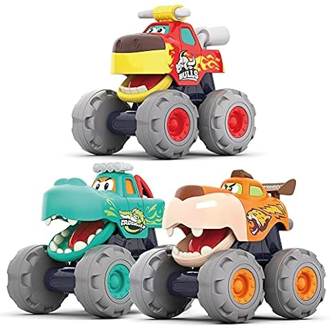 Tippi Monster Truck Toy Cars For 1+ Boys - Set of 3 Push Along Trucks - Toy Cars For 1, 2 Year Olds - Boys Toys Age 1 & 2 - Toy Cars For 2+ Year Old - Boys Gifts Cover