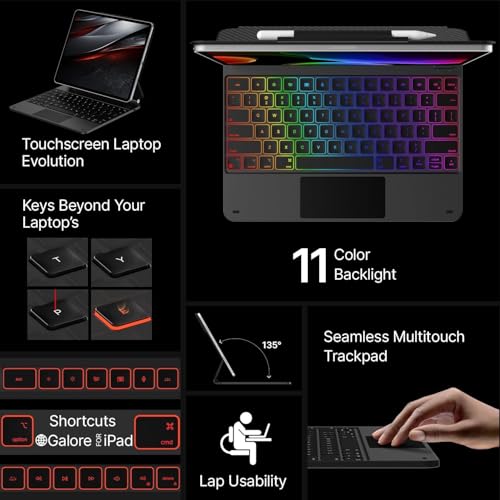 Image of typecase Edge for iPad Air 13 (M4 /M3 /M2, 2026 /2025 /2024) & Pro 12.9 (6th /5th /4th /3rd Gen) with 11-Color Backlit & Precision Trackpad, Magic Floating Keyboard (NOT FIT to Pro 13 (M5 /M4)-Carbon Fiber26