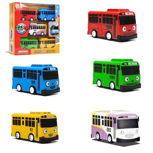 Zhuporn 5 Pièces Mini Bus Jouets Enfant, Pull Back Voiture, Mini Modèle de Bus Jouet, Petite...