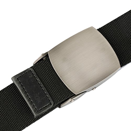 Sportmusies Elastic Belts for Men, Military Style Stretch Webbing Tactical Duty Belt (Black,Auto Metal Buckle)3