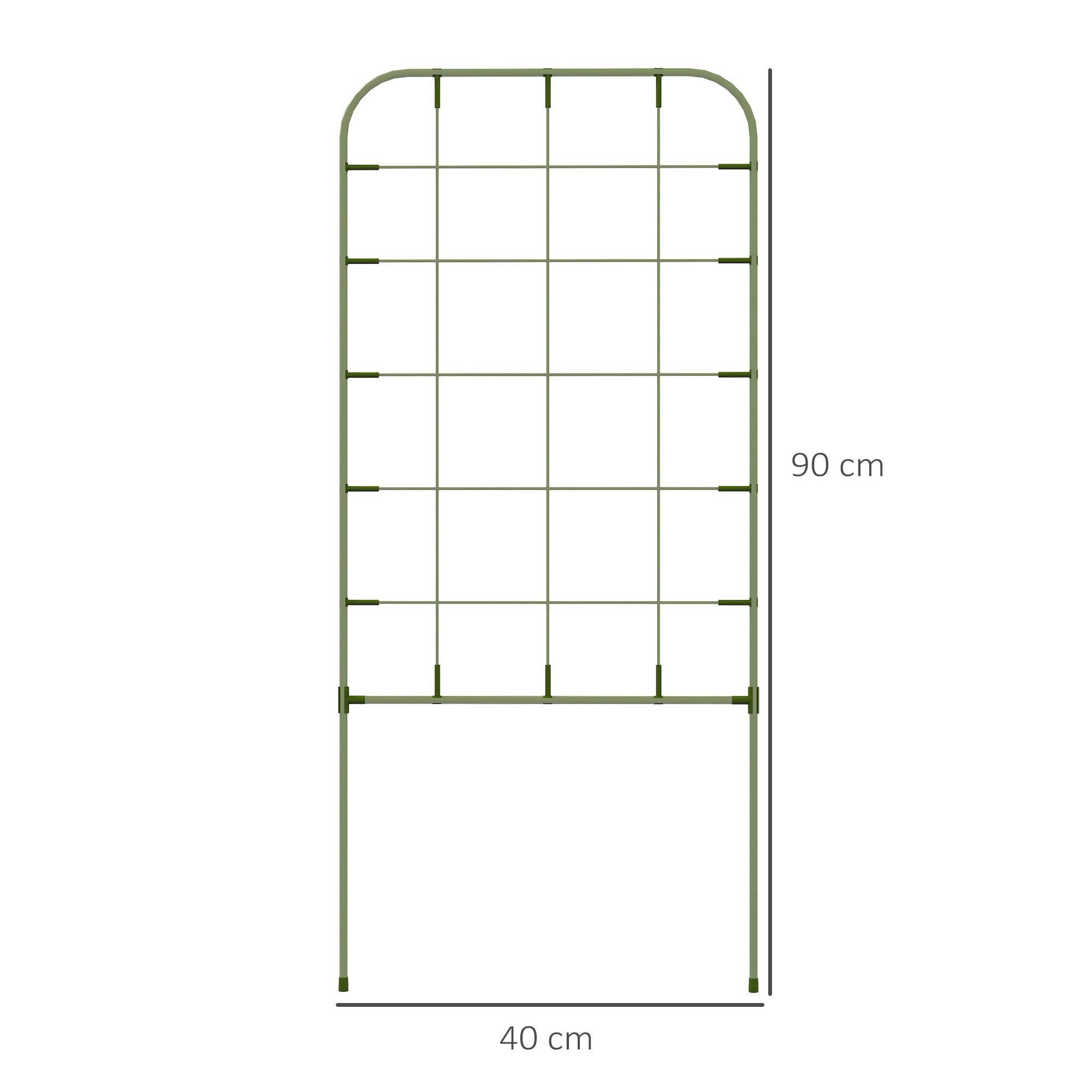 Outsunny Juego de 4 Enrejados de Jardín con Marco de Acero Soportes para Trepadoras para Verduras Frutas Flores Patio Terraza Decoración Exterior 40x90 cm Verde