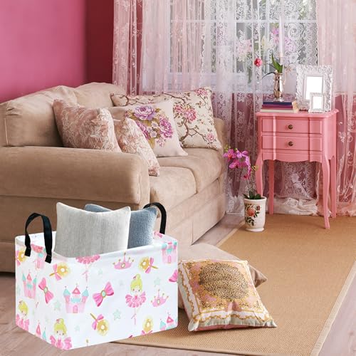 Image of Castle Princess Storage Laundry Basket | Gift Storage Basket, Nursery Hamper, Home Bedroom, Laundry Hamper, Shelf Baskets