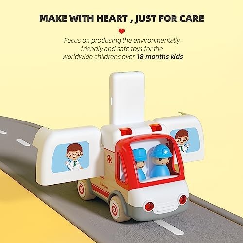 Car Toys for 2 3 4 5 Years Old Boys Girls, Ambulance Truck with Light, Sound and Accessories, Early Learning Educational Toddler Toys Age 18M+ Doctor Kit, Christmas Birthday Gifts for Kids 6 51RQQ28Qi2L. AC