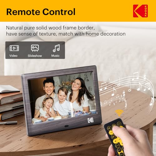 Image of KODAK 7 Inch Digital Picture Frame with Remote Control, 1024x600 HD Display Digital Photo Frame, USB or SD Card Required, Auto-Rotate, Supports Photo /Video /Music /Calendar /Slideshow