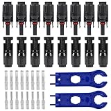 8 Paar Solarstecker, Solarpanel-Kabel, Photovoltaik-Stecker, Adapter, wasserdicht, männlich, weiblich, staubdicht, Stecker mit 2 Schraubenschlüsseln