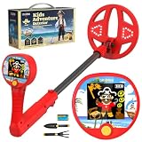 DR.ÖTEK Kids Metal Detector – Innovative Color LCD Display, 17cm LED-Lit Coil, Adjustable & Ultra-Lightweight Metal Detector Kids, Child-Safe Rounded Design for Ages 3-12, Red