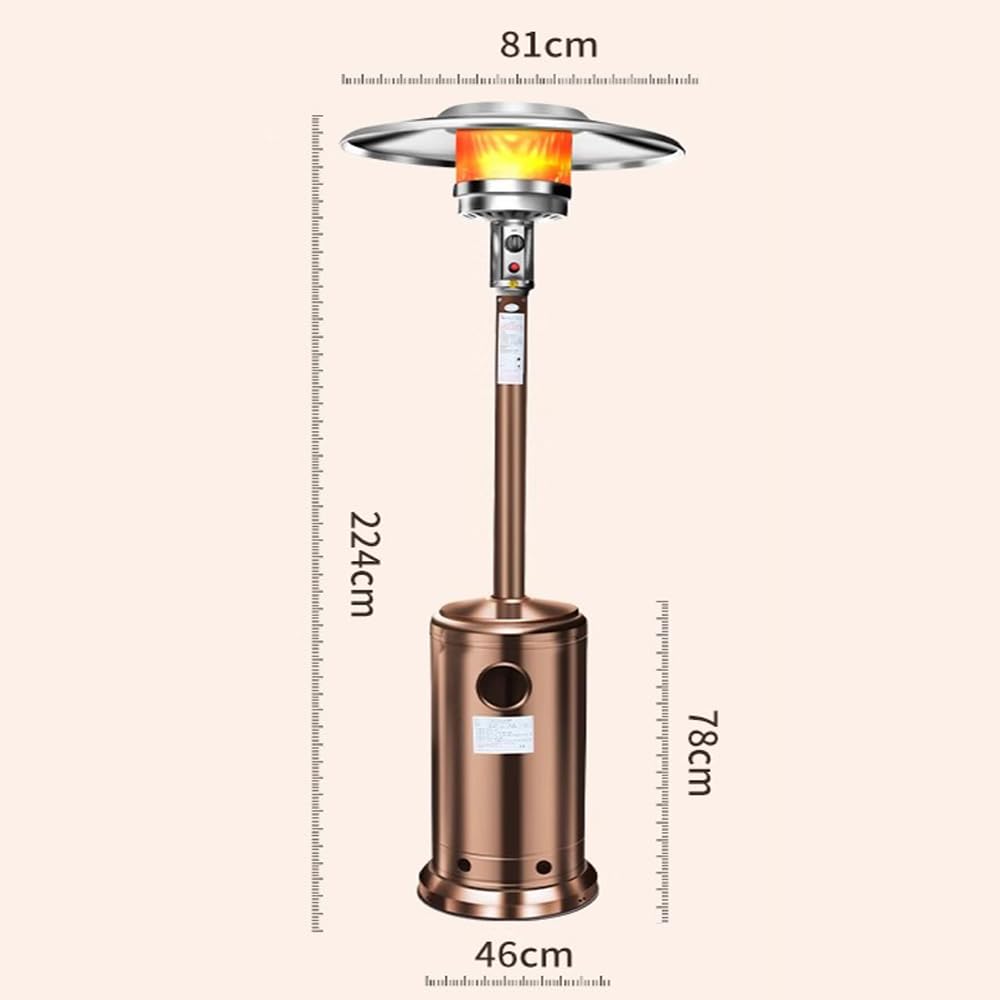 Chauffage à gaz extérieur avec,Double Couche en Acier Inoxydable,à roulettes,Dispositif Anti-basculement,Triple système de sécurité,pour Grandes terrasses, Jardins
