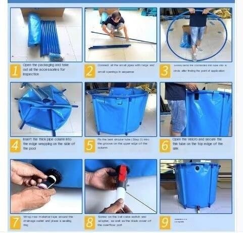 Miniatura 8 de Above Ground Pond Pool Above Ground Round Canvas Fish Pond Pool Designed with Water Outlet Valve Used for Raising Koi Water Storage Large