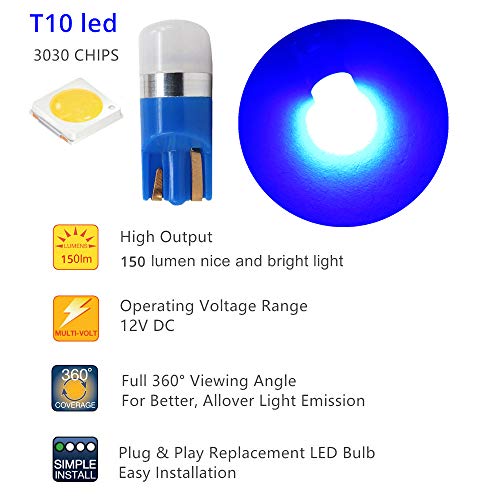 Image of WLJH High Bright Blue Awesome Looking Instrument Panel Cluster Gauge Lamp Full Led Light Bulb Package Kits for Ford Ranger 1995-2003,Pack of 25 | 3030 SMD, Dimmable, Direct Replacement, Warning Indicator Light, Instrument Backlighting, 25-Pack