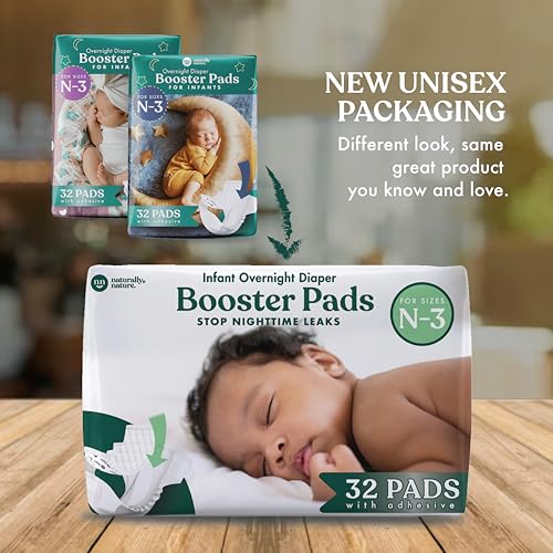 Naturally Nature Overnight Leak-Protection Diaper Booster Pads, for Heavy Wetters, Diaper Liners for Baby Overnight Diapers - Size N-3 Unisex, 96-Pack by Naturally Nature - Image 7