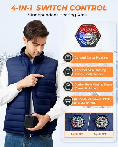 Image of Men's Heated Vest with 16000mAh 7.4V Battery, Ergonomics Heating System, Smart Temp Control, Heated Vest for Men