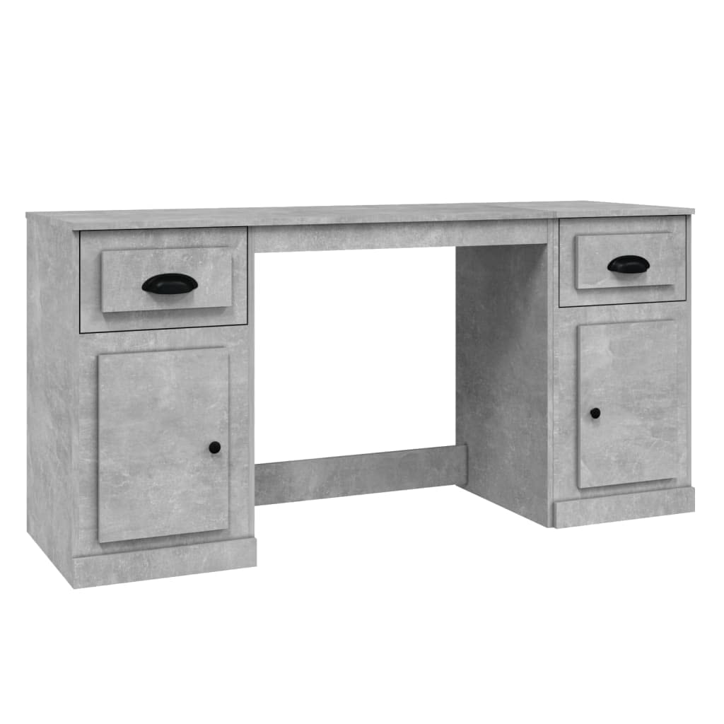 Scrivania con vano portaoggetti, grigio cemento, materiale in legno, 154,5 x 50 x 75 cm, moderna scrivania per computer per casa, ufficio, gioco, scrittura, robusto piano di lavoro