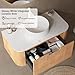 30 inch Bathroom Vanity with Sink, Floating Cabinet with Ultra-Thin Ceramic Basin and Marble Top, Extra Large Storage Drawer, Soft-Close Design, Nature Wood