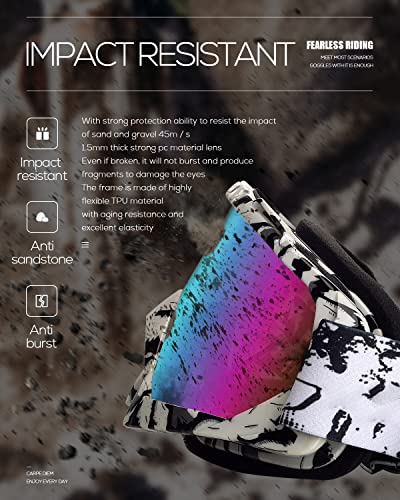 Image of BATFOX Dirt Bike ATV Goggles Motorcycle Gear Riding Motocross Dirtbike 4-Wheeler MX DH Accessories Goggles Glasses for Men Women Youth UV400 Protection Dust-proof Anti-Slip Strap