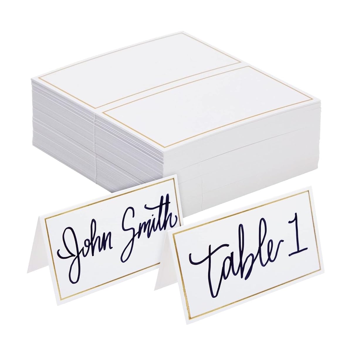 Sponsored Ad - HASTHIP® 100Pcs Place Cards for Table Setting Name Card Wedding Place Cards, Bifolding Minimalist Card with Gold Foil Border for Wedding, Banquets, Events, Reserved Seating, Tent, 3.5 x 2 Inch