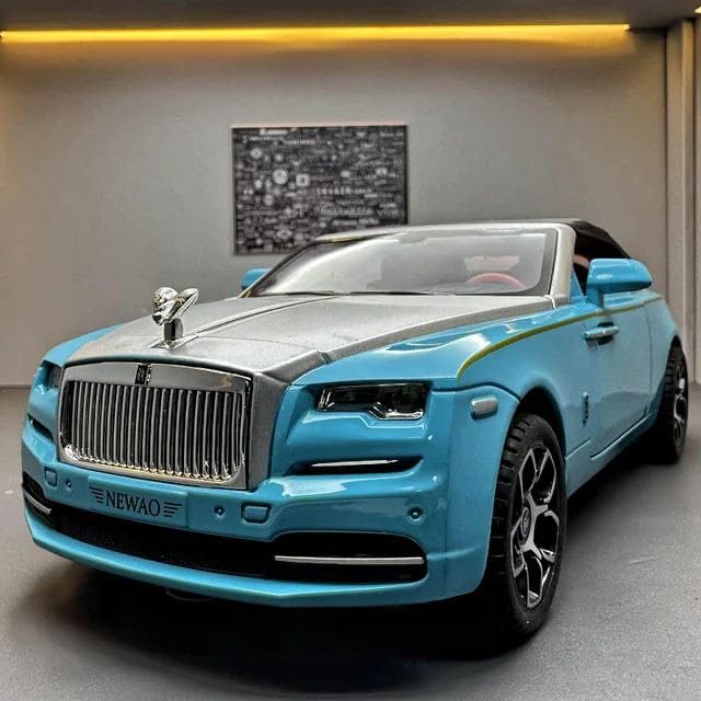 Image of Scale Exclusive Alloy Metal Pull Back | Die-cast Car Model with Sound Light Mini Auto Toy for Kids Metal Model Toy Car with Sound and Light (1.24 Scale- Rolls ROICE Down-Blue)