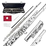 WUQIMUSC C-Flöte mit 16 Tasten und geschlossenem Loch – Studentenflöte für Anfänger, einfach zu spielen, mit robustem Design, inklusive Tragetasche, Reinigungsset, Handschuhen