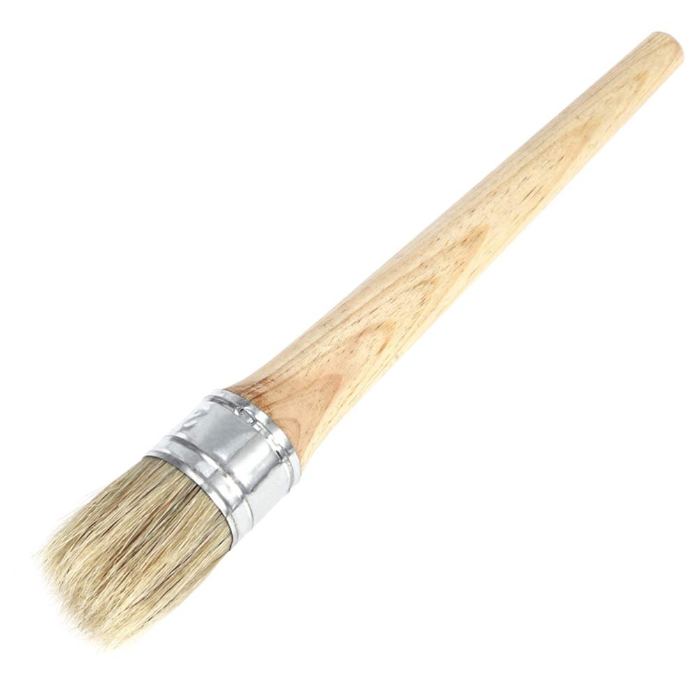 Pincel Redondo de Madera para Pintura, 4 Piezas, Mango Largo | Cerdas Naturales, Agarre Ergonómico, Uso en Decoración del Hogar y Manualidades
